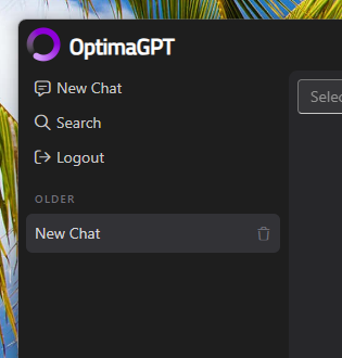 Chat sidebar showing a list of conversations with titles and relative timestamps